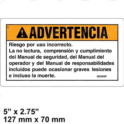 Picture of Decal - Warn Failure Read Manua