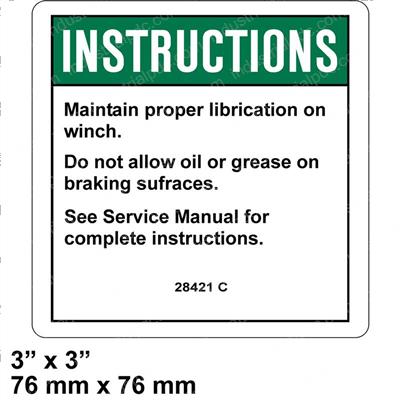 Picture of Decal Notice-Winch Lubrication