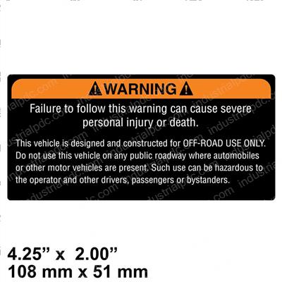 Picture of Decal - Off Road Use