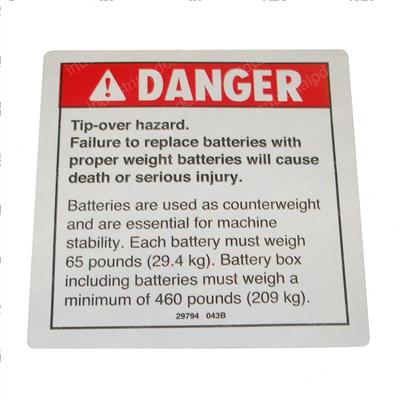 Picture of Decal - Danger Replace Batterie