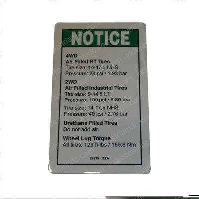 Picture of Decal - Notice Tire Press+torqu