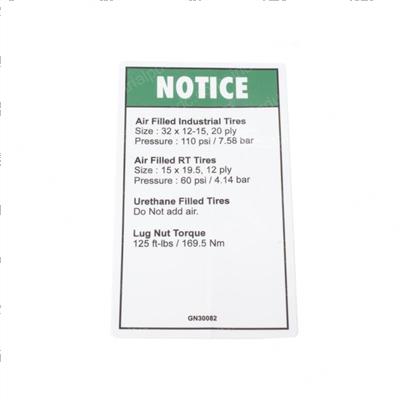 Picture of Decal Notice Tire Pressure