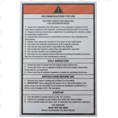 Picture of Decal - Operating Instructions
