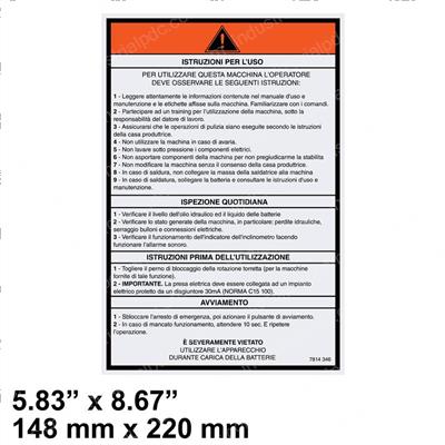 Picture of Decal - Operating Instructions