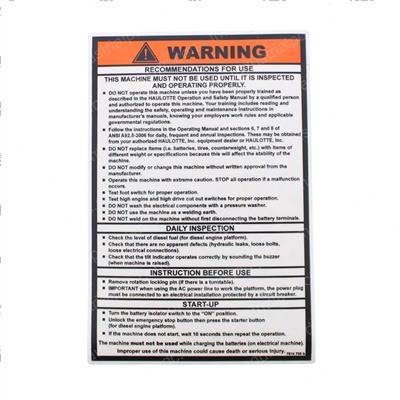 Picture of Operating Instruction Label