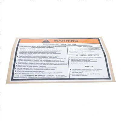 Picture of Operating Instruction Label