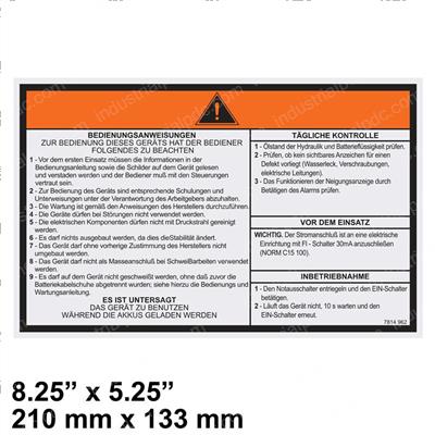 Picture of Decal - Operating Instructions