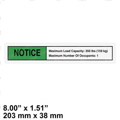 Picture of Decal Notice Max.cap.350 Lbs