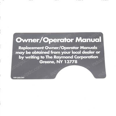 Picture of Decal-Owner/Operator Manual