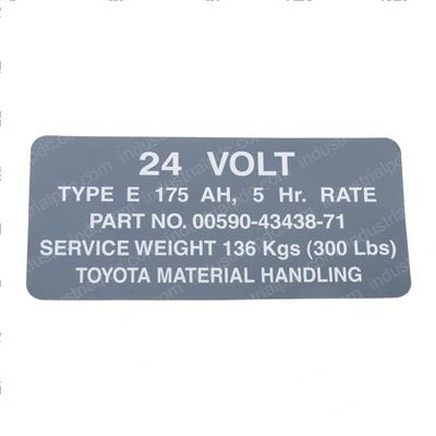 Picture of Decal- 24v Type E 175 Ah, 5hr.