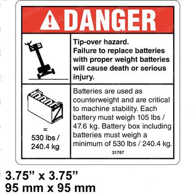 Picture of Decal Danger Tip-Over Battery