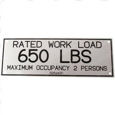 Picture of Nameplate 650lbs.rated Work Ld