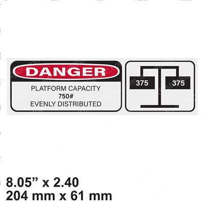 Picture of Decal - Danger Pltfrm Cap. 750