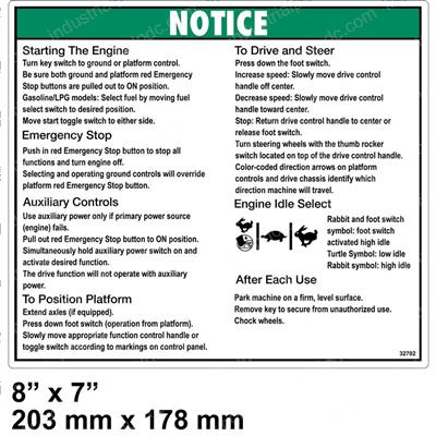 Picture of Decal - Notice Operating Instrn