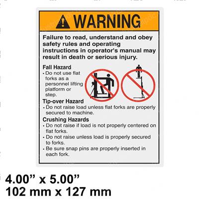 Picture of Decal Warning Flat Fork Safety