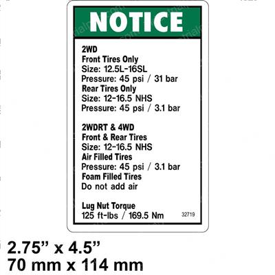 Picture of Decal Notice Tire Pressure