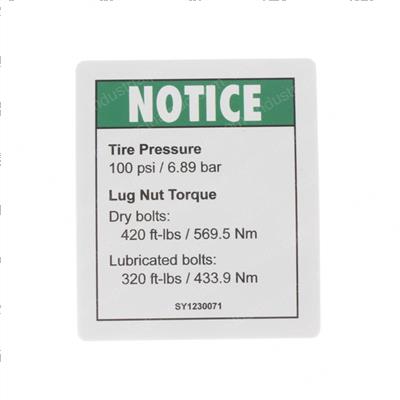 Picture of Decal - Notice Tire Pressure