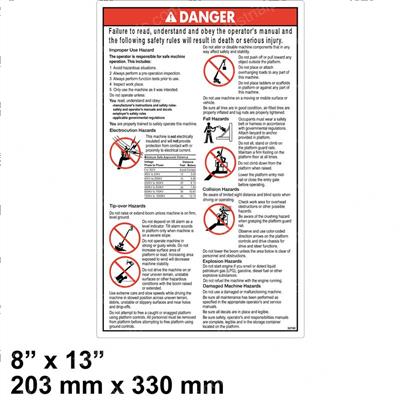 Picture of Decal - Danger Gen Safety Rules