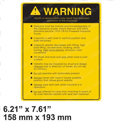Picture of Decal - Operator Warning