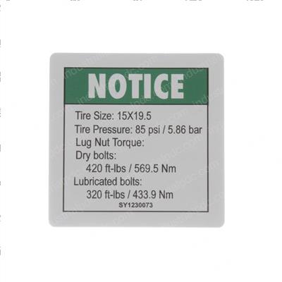 Picture of Decal - Notice Tire Pressure