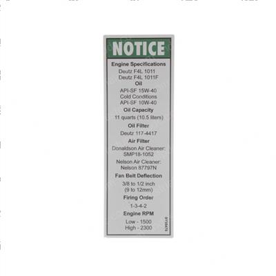 Picture of Decal - Engine Specs