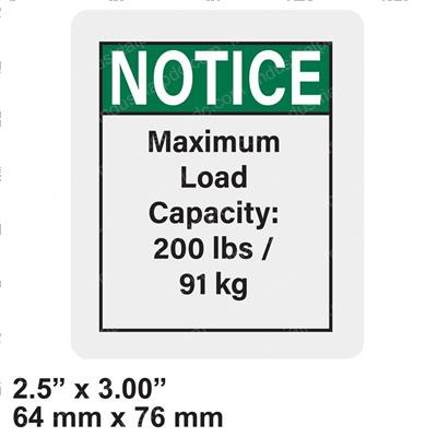 Picture of Decal - Notice Max Cap 200lb