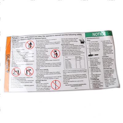 Picture of Decal Warning Safety/Set-Up