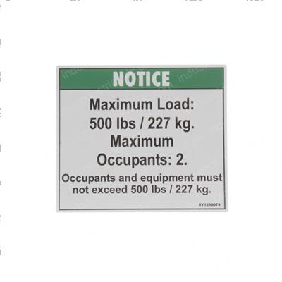 Picture of Decal - Notice Max Load 500 Lbs