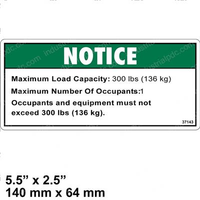 Picture of Decal Notice Load Cap 300