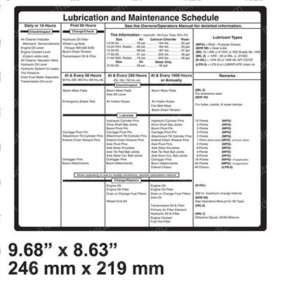 Picture of Decal - Lube + Maint Chart