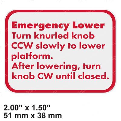 Picture of Decal - Emergency Lower