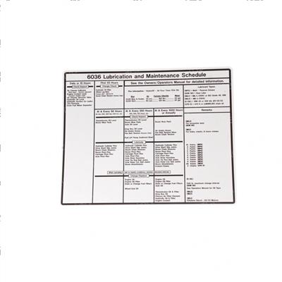 Picture of Decal - Lube/Maint Chart