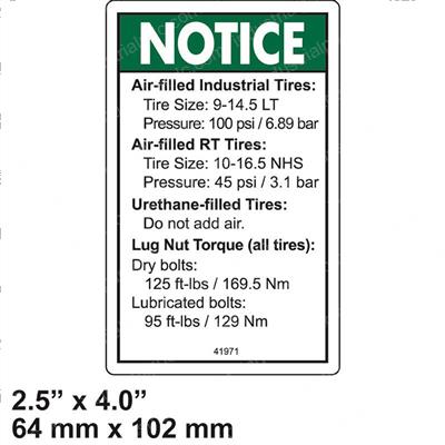 Picture of Decal Notice Tire Pressure
