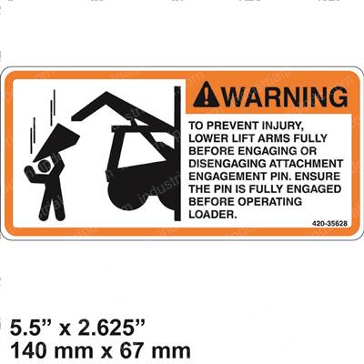 Picture of Decal Warning Lower Lift Arm
