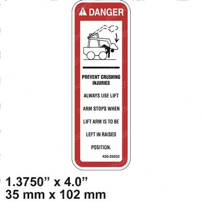 Picture of Decal Danger Lift Arm Stops