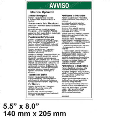 Picture of Decal Notice Oper Inst Pcp
