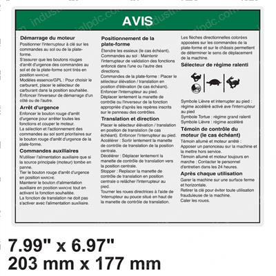 Picture of Decal Notice Operating Instrn