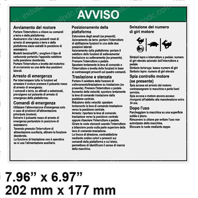 Picture of Decal - Notice Operating Instr