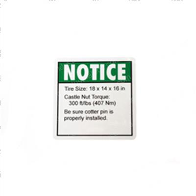 Picture of Decal Notice Tire Specs