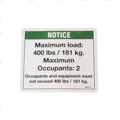 Picture of Decal Notice Max Cap 400 Lbs