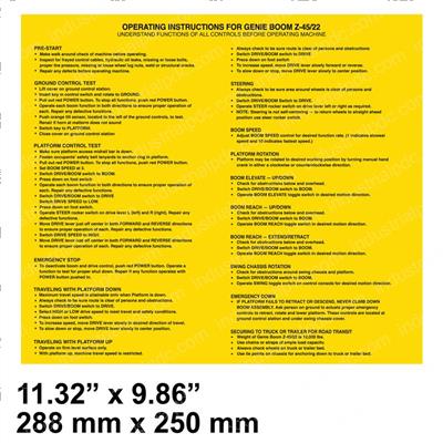 Picture of Decal Operating Instructions