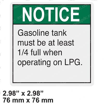 Picture of Decal - Notice Gasoline Tank
