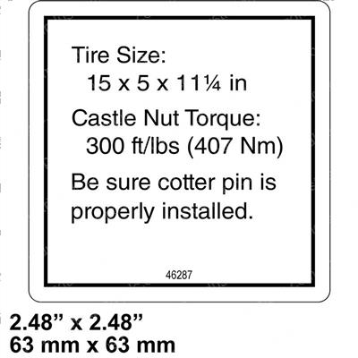 Picture of Decal - Tire Specs