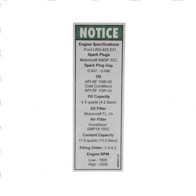 Picture of Decal - Engine Specs