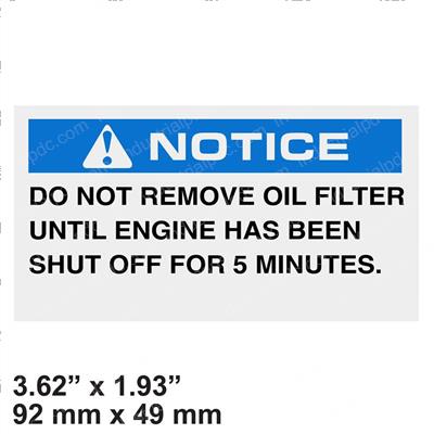 Picture of Decal - Notice Oil Filter