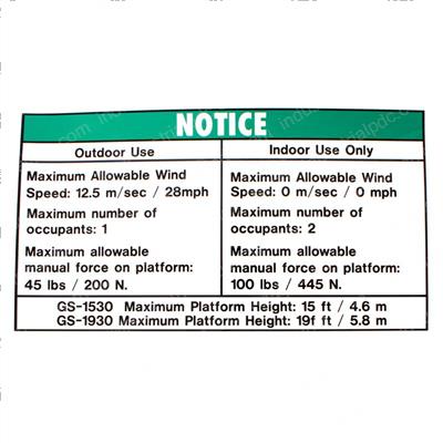 Picture of Decal-Notice Side Force Gs30ce