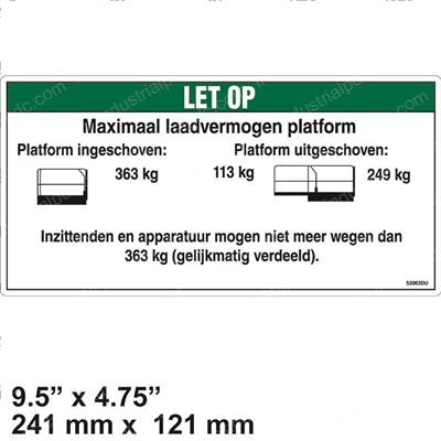 Picture of Decal Notice Max Cap 800 Ce