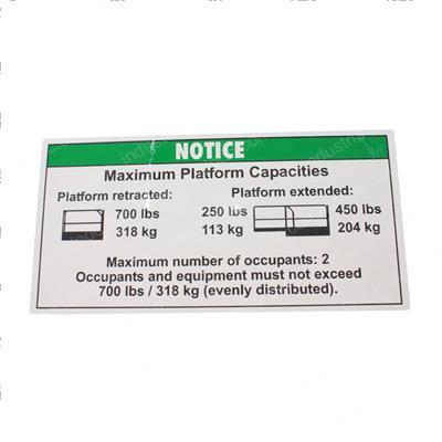 Picture of Decal Notice Max Cap 700 Ansi