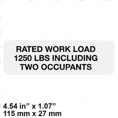 Picture of Decal - Rated Work Load 1250lbs