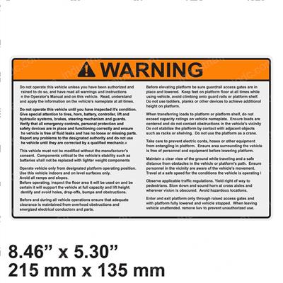 Picture of Decal - Warning Oper. Instr.